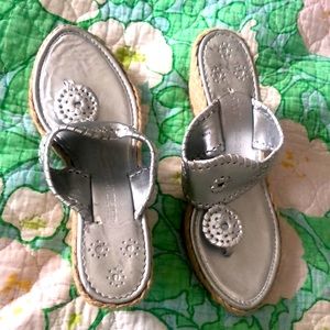 Jack Rogers, silver wedge espadrille. Size 8.5